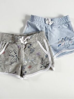 Disney Frozen Lot of 2 Shorts Girl’s Size 3T Olaf Elsa Nokk Blue Gray Bundle